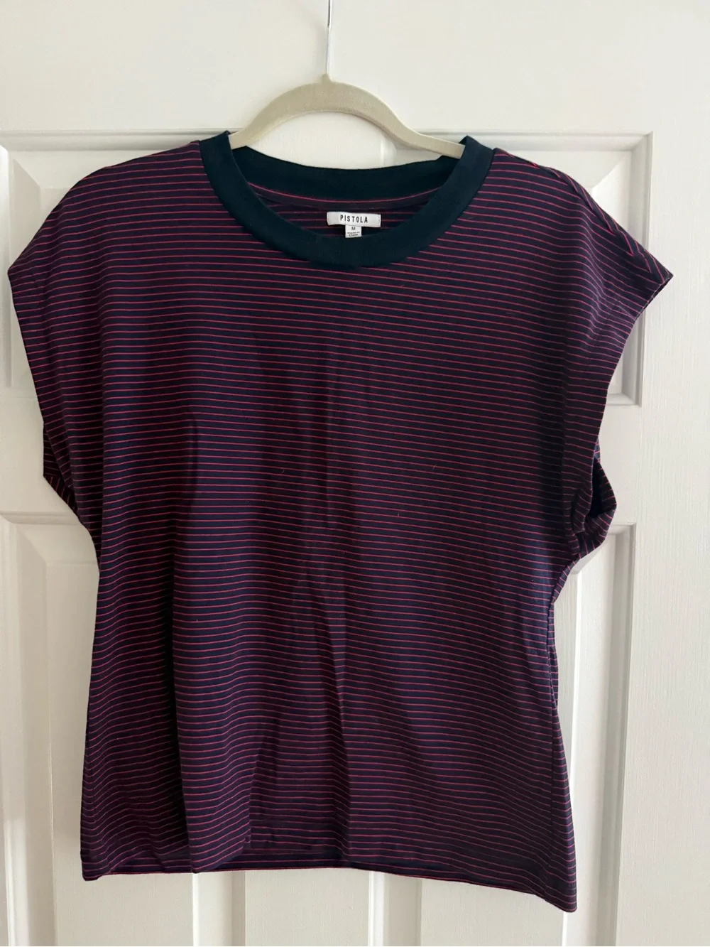 pistola Purple and Pink Striped Crewneck Tee